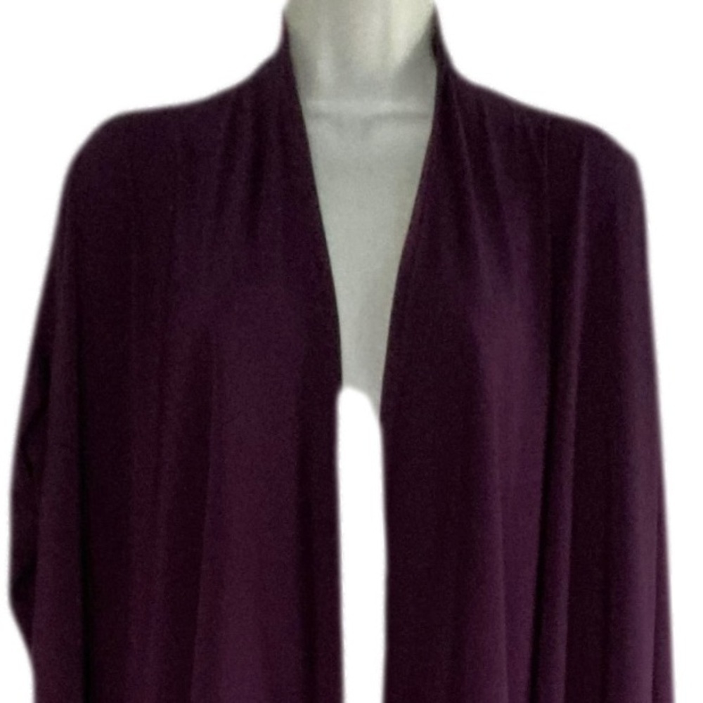 Lands End Open Drape Front Purple Long Sleeve Women’s Cardigan L 14 - 16 - Picture 4 of 5